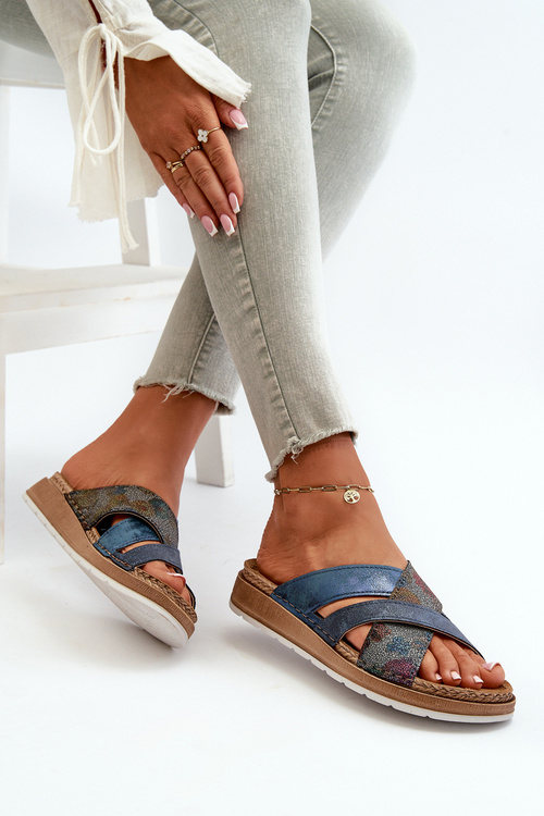 Зручні легкі жіночі тапочки Inblu GS000052 Темно-синій