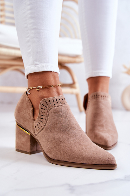 Замшеві ажурні ковбойські чоботи темно-бежеві Valerie