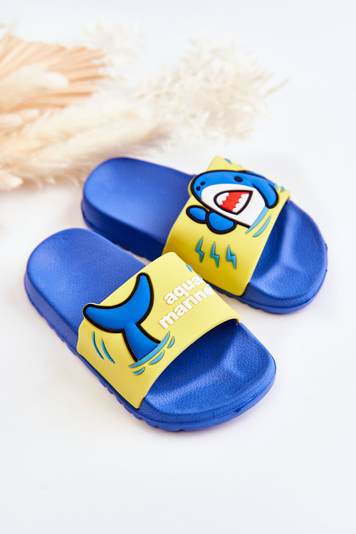 Світлі дитячі тапочки жовто-блакитні Sharky