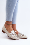 Білі жіночі балетки з вирізом і бантом Nestavia