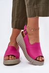 Жіночі Сандалі З Природної Шкіри На Танкетці Фуксія Artiker 54C0789