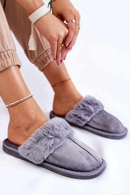Жіночі класичні тапочки з хутром сірі Lorines