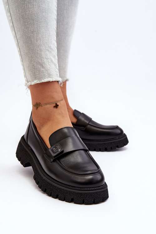 Чорні жіночі лофери Flanila з ремінцем