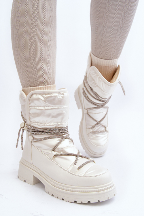 Жіночі білі чоботи з декоративною шнурівкою Rilana