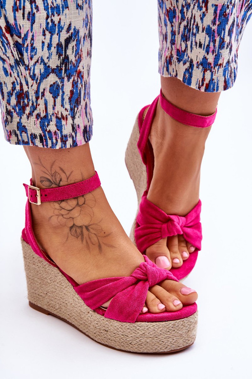 Жіночі босоніжки на танкетці Фуксія Kendall
