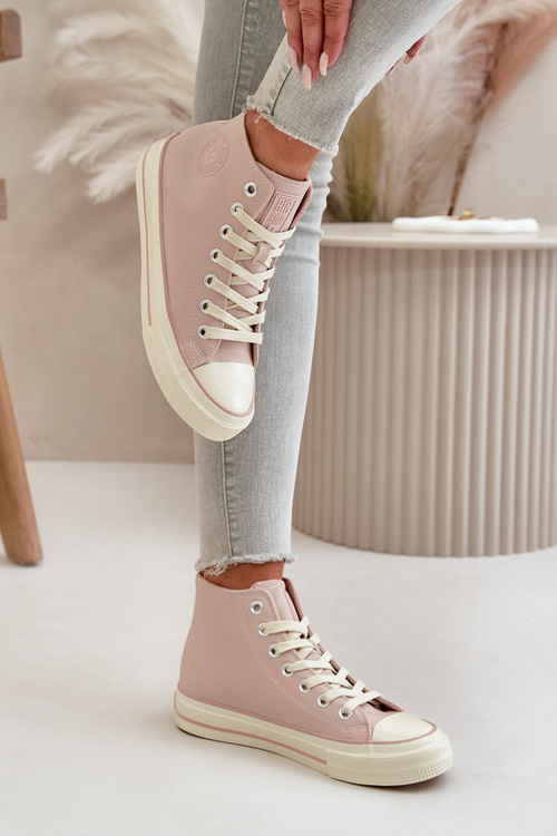 Жіночі утеплені кросівки з еко шкіри рожеві Big Star OO274933