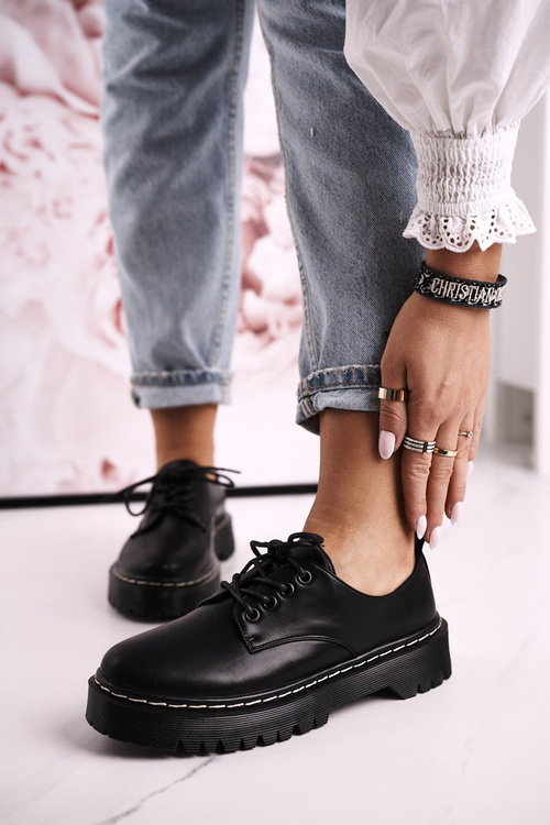 Жіночі класичні броги Оксфорд на платформі S.Barski HX62 Чорні