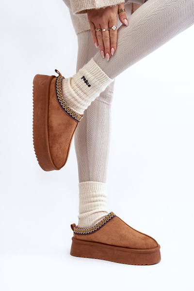 Тапочки на товстій підошві з Eco Suede Camel Sylva