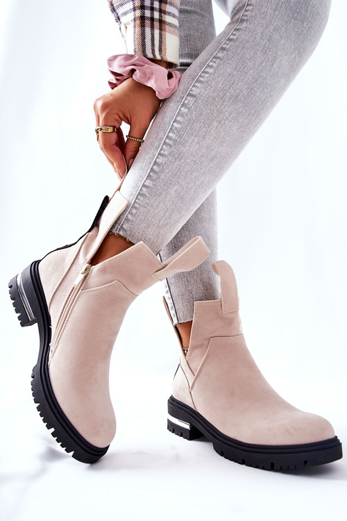 Утеплені черевики челсі на блискавці бежеві My Way