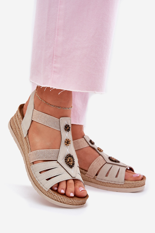 Жіночі Сандалі На Підборах З Декораціями Світло Бежеві Inblu RV000015