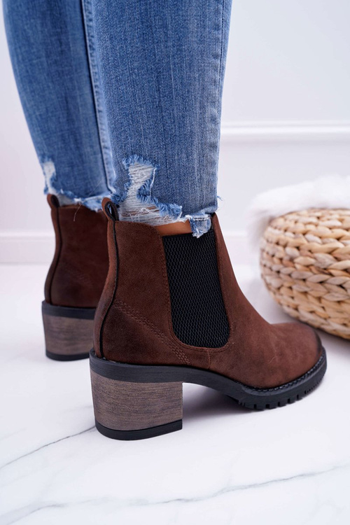 Жіночі чоботи на підборах Sergio Leone коричневі BT702