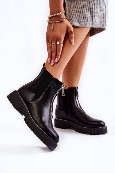 Модні теплі черевики Чорні Madeleine