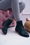 Жіночі ботфорти на плоскій підошві Workers Green Teref