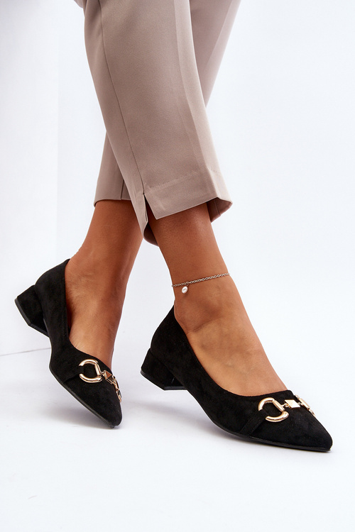 Замшеві балетки з гострим носком чорного кольору Ethere