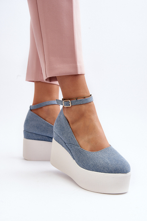 Жіночі джинсові еспадрільї на танкетці Blue Malla