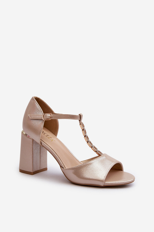 Босоніжки на високих підборах із золотим кубічним цирконієм Aniya