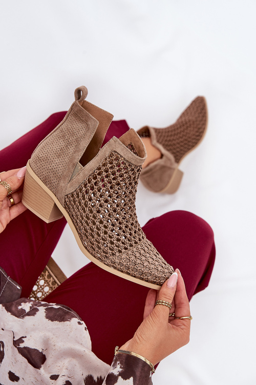 Жіночі Чоботи На Підборах З Вирізами І Плетінням Хакі Туліфеді