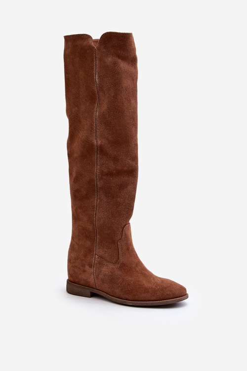 Чорні замшеві чоботи Zazoo 3407 на плоскій каблуці