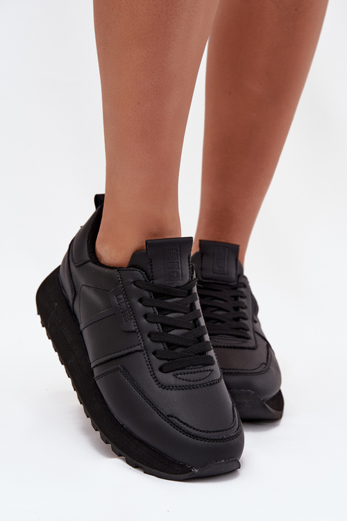 Жіночі Шкіряні Кросівки На Платформі Big Star OO274573 Hi-Poly System Чорні