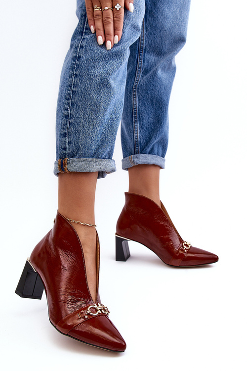 Шкіряні ботильйони на підборах Maciejka 05262-02 Коричневий