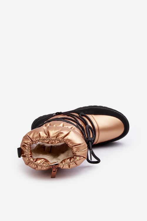 Дитячі водонепроникні снігові черевики на підкладці з вовни золотого кольору