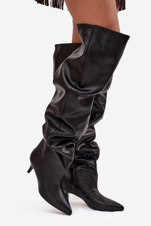 Чоботи жіночі на підборах чорні Ysolienne