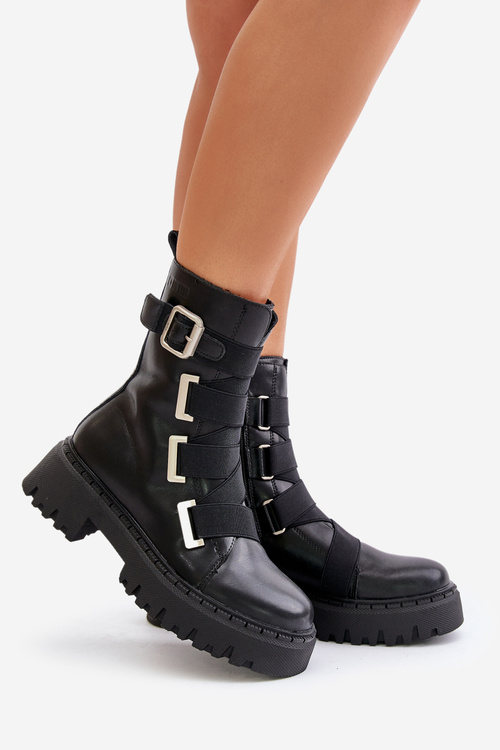 Шкіряні жіночі ботильйони утеплені Big Star OO274A256 Чорні