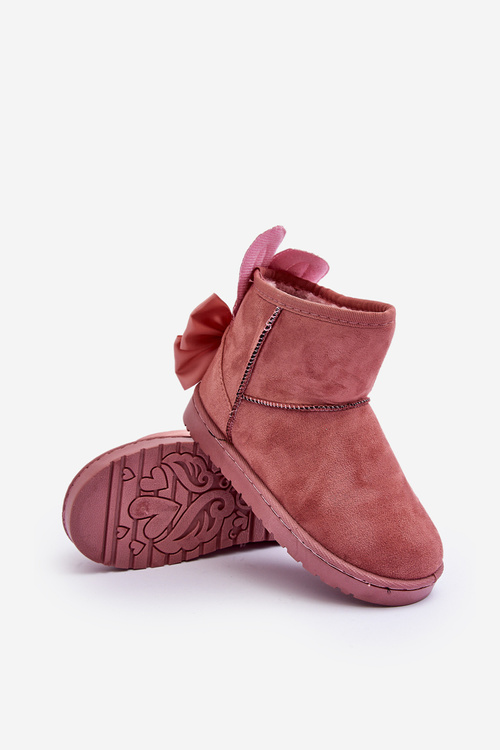 Снігові черевики для дівчинки на підкладці зі стрічками Meriva рожевого кольору