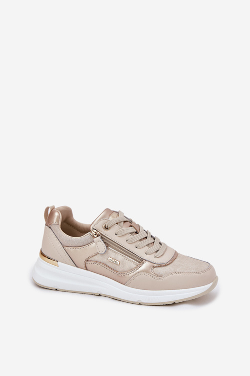 Шкіряне Спортивне Взуття Кросівки Жіночі З Блискавкою Бежеві Lilimia