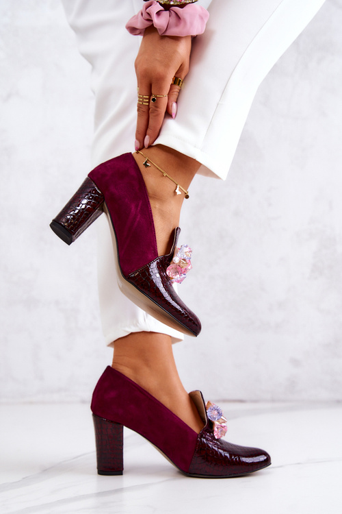 Замшеві туфлі зі зміїною шкірою з орнаментом Maroon Mellory