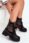Жіночі похідні черевики на плоскій підошві чорні NS169P Milady