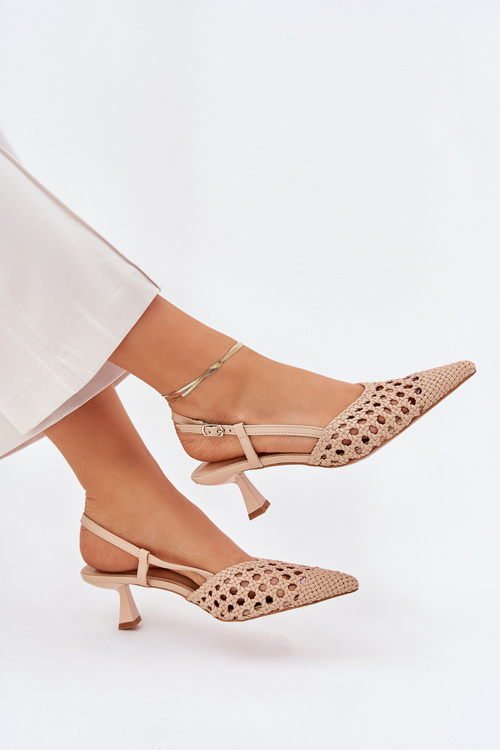 Туфлі На Шпильці З Загостреним Носком І Відкритою Пяткою Бежеві Umirana