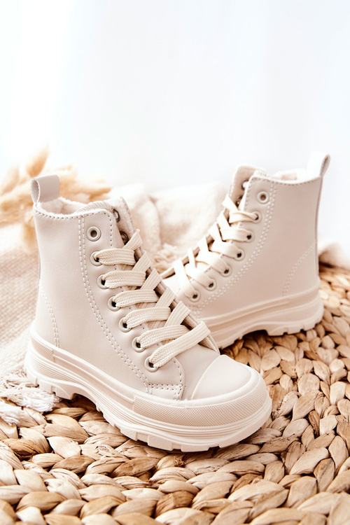 Дитячі шкіряні утеплені кросівки Bomi світло-бежеві