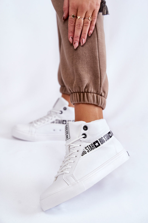 Жіночі високі шкіряні кросівки Big Star EE274356 Білі