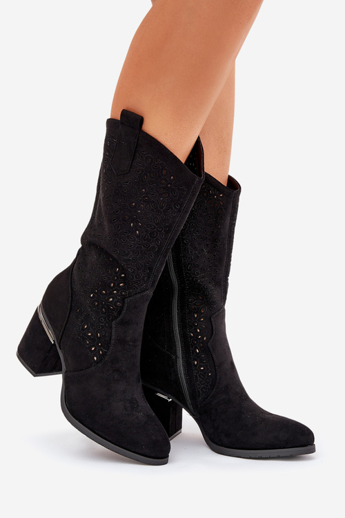 Прорізні Ковбойські Чоботи До Половини Ікри S.Barski HY51-238 Чорні