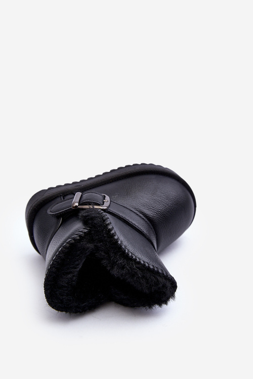 Дитячі зимові черевики з екошкіри з ремінцем Black Orinor