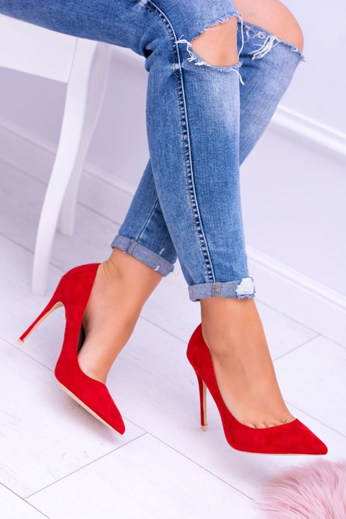 Жіночі червоні замшеві туфлі на шпильці Lu Boo із загостреним кольором
