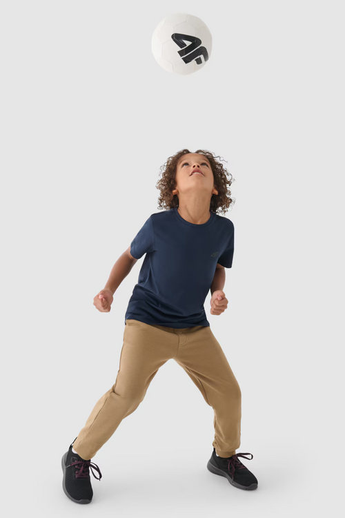 Темно-синя гладка бавовняна футболка 4F 4FJWMM00TTSHM1626-31S для хлопчиків