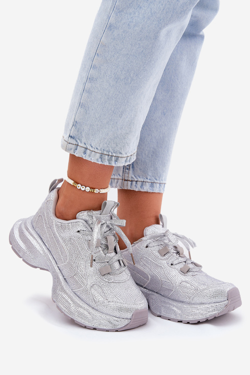 Жіночі Кросівки, Прикрашені Цирконіями Срібні Porrot