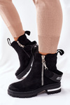 Чоботи утеплені на блискавці Чорні кортони