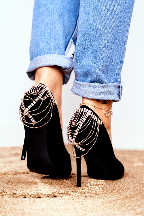 Жіночі чорні замшеві вечірні туфлі на шпильках Pacardo