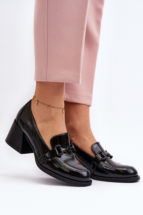 Чорні лаковані туфлі на високих підборах Nireva