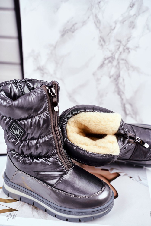 Жіночі зимові черевики теплі з натуральної вовни темно-сірі Mumm