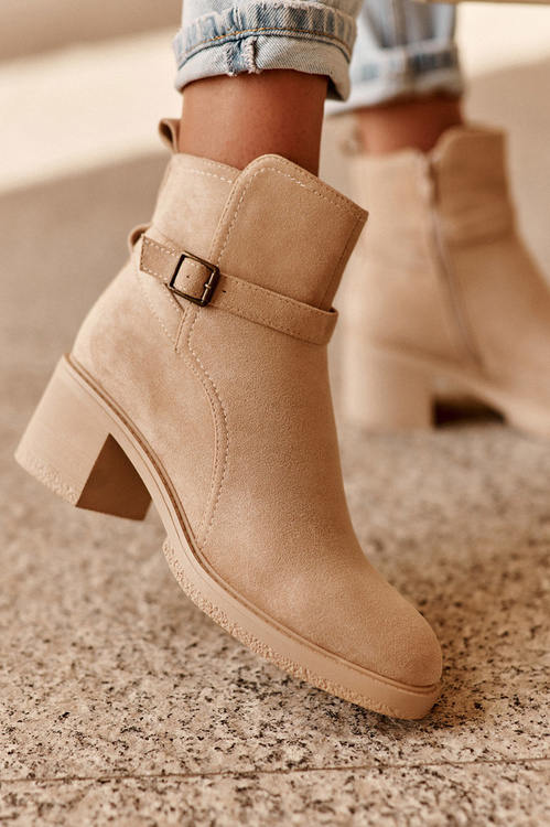 Замшеві чоботи з пряжкою Бежеві Neste