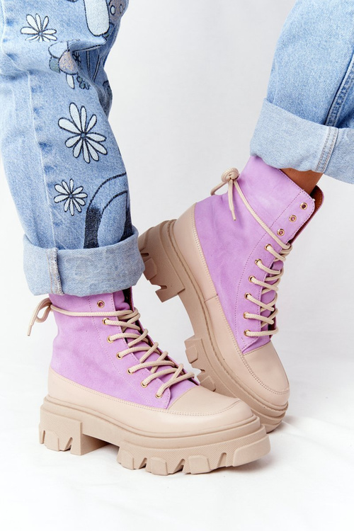 Жіночі замшеві черевики Lewski Shoes 3007-0 Фіолетові