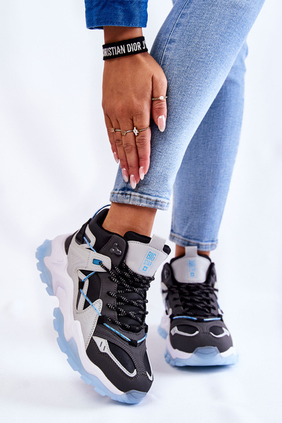 Жіноче спортивне взуття на масивній платформі Big Star KK274386 чорно-сірий