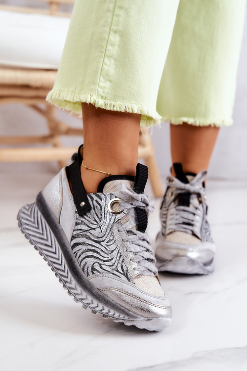 Жіночі шкіряні кросівки Maciejka 04916-03 сірі