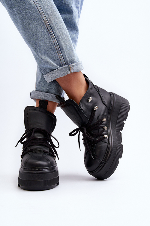 Чорне шкіряне жіноче спортивне взуття Zazoo 3416