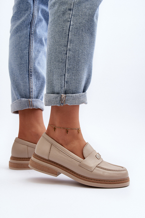 Zazoo 20165 Жіночі шкіряні мокасини бежеві