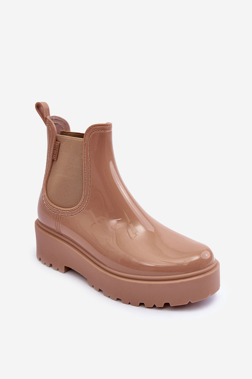 Чоботи жіночі лаковані на платформі Big Star MM274396 Бежеві